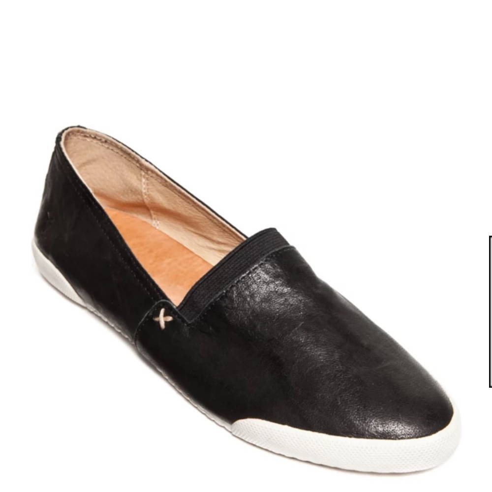 Frye Black Leather Slip-On Loafers